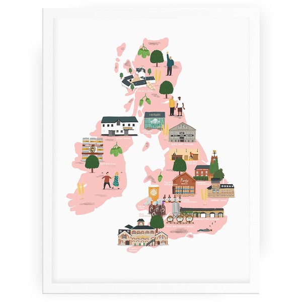 Alex Foster Illustration The UK & Ireland beer map art print
