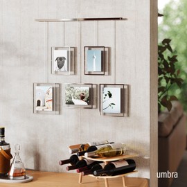 Umbra Exhibit Adjustable Photo Display – DIY Collage Set Mounts in Various Layouts Horizontally and at Different Angles - Holds 5 Picture Frames for Photos, Prints, Artwork and More, 4 by 6 inch and 5