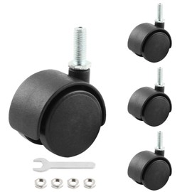 HOWDIA 1.5 Inch Swivel Caster Wheels for Cart, M8-1.25×20mm Threaded Stem Heavy Duty Casters, Nylon Wheels Replacement for Furniture, Table, Cabinet, Shelf（No Brake, 4 Pack）