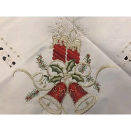 Grantlinen Great Quality 51" Square Beige Christmas Holiday Polyester Embroidery Tablecloth