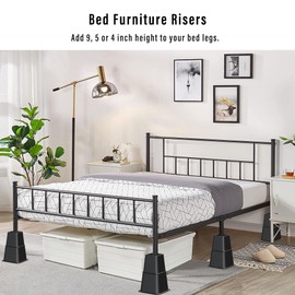 Lufia Bed Furniture Risers Heavy Duty, Elevation in Heights 9, 5 or 4 Inch, Adjustable Furniture Risers for Sofa, Table, Couch, Chair or Desk (Black, 9 inch)