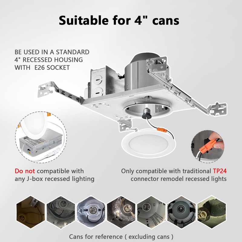 LVWIT 4 inch LED Recessed Lighting, Can Lights with White