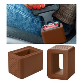 Ohleats 2 PCS Seat Belt Buckle Holder, Silicone Buckle Booster Raises Your Seat Belt for Easy Access, Buckle Cover Makes Receptacle Upright Buckling, Car Accessories for Kids (Coffee)