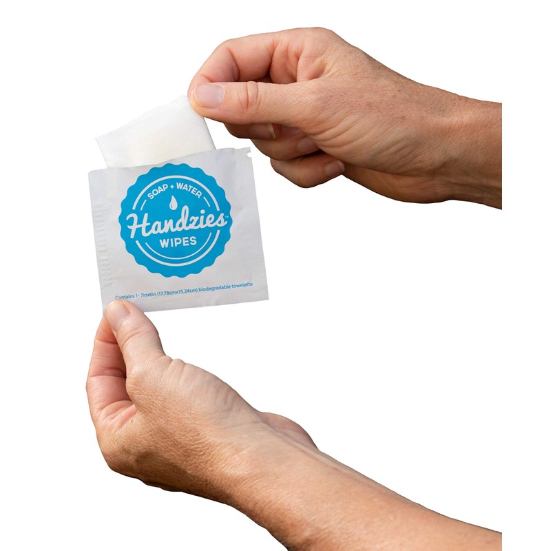 Handzies Natural Soap and Water Hand Wipes, Free & Clear,