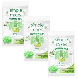 Simple Mixes Natural Gummy Mix, Lime 3 Pack, 3.3 Ounces Per Package, Easy Fun Snacks or Infused Gummies, Kosher, Gluten Free