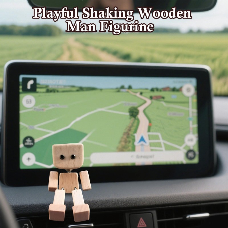 Shaking Wooden Man Figurine, 3.2inch Handmade Shaking Feet Wooden Doll,