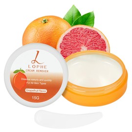 LOPHE Eyelash Extension Remover Cream, 15g Low Irritation Lash Remover Cream for Sensitive Skin, Gentle and Quick Lash Glue Cream Remover, Fast Dissolution Remover for All Type Skin(Grapefruit)
