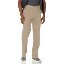 Savane Men's Flat Front Stretch Ultimate Performance Chino Pants with Expandable Waistband (Waist Size 30 - 40 Big & Tall), 34W x 30L, Ultimate Mid Khaki