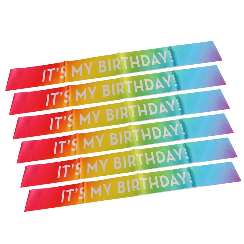 6 Pcs Birthday Sash Reusable Soft Comfortable Colorful Satin Birthday