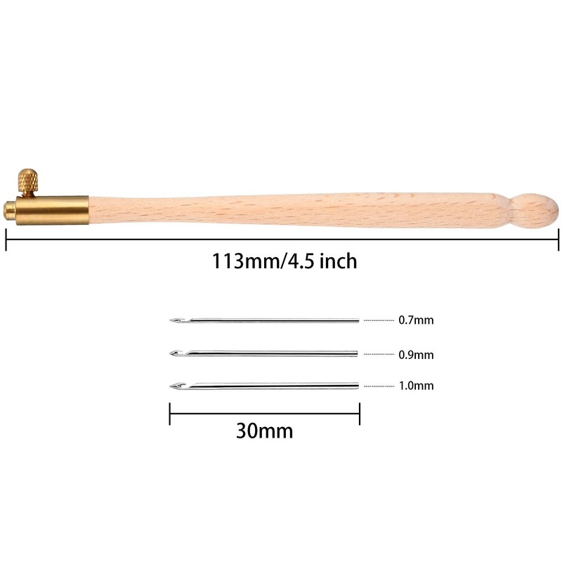 Tambour Hook with 3 Needles (70 90-100) Embroidery Beads Needle