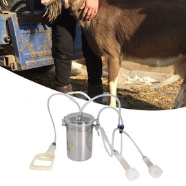 Goat Milking Machine, 2000 ml Manual Milking Machine, Portable Manual Milking Machine with Stainless Steel Bucket for Milk Farm