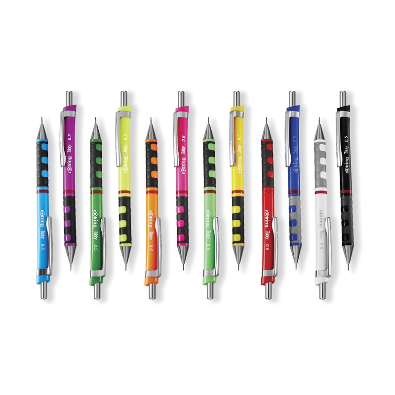 rOtring Tikky Mechanical Pencils, HB 0.35 mm, Burgundy Barrels, 12