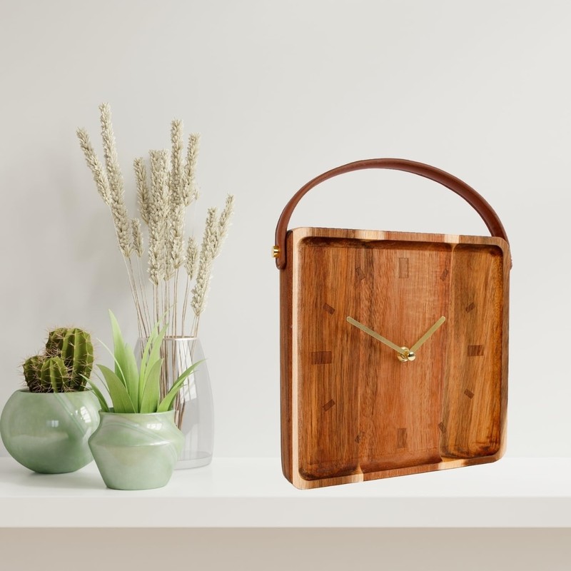 FTWDesign Wooden Watch with Faux Leather Strap and 22 cm
