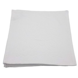 Ilkadim Pack of 8 Washcloths 100% Cotton 30 x 30 cm Plain with Woven Flowers Motif (White)