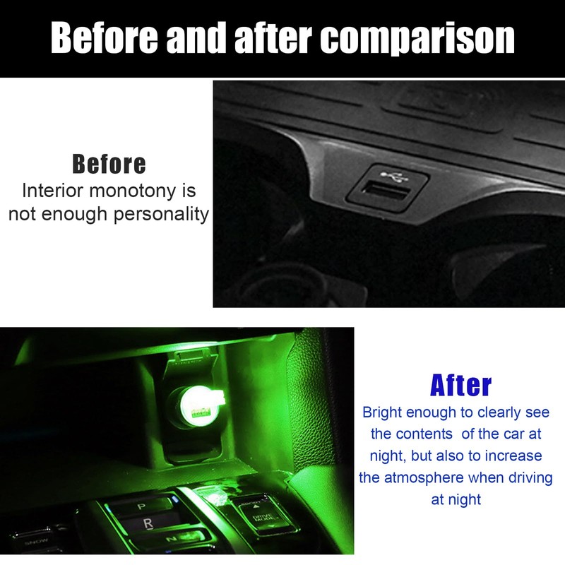 Sylvil 5 PCS USB LED Car Interior Atmosphere Lamp, Portable