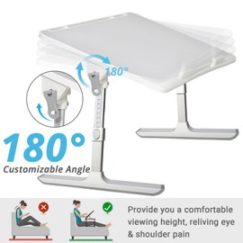 RVPYK Laptop Desk for Bed, Lap Desk Bed Tray Table, Height & Angle Adjustable Laptop Stand with Storage Drawer, Baffle, USB Night Light, Fan and Book Stand - Portable Laptop Table for Couch Sofa Floor