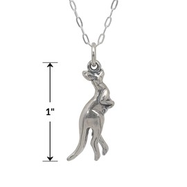 Sterling Silver Kangaroo Australia Marsupial 3D Strength Survival Leadership Charm Necklace, 18"