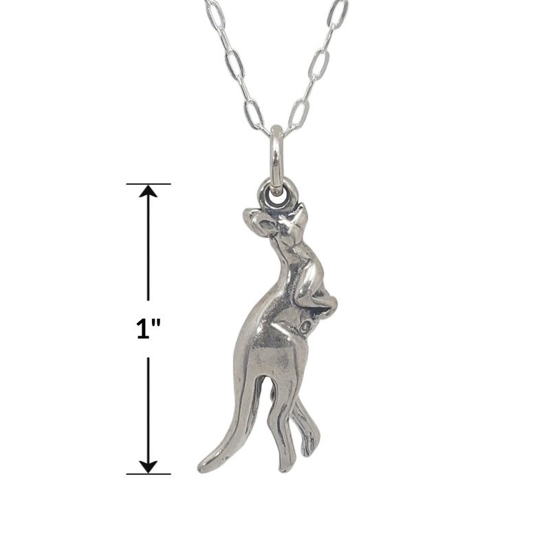Sterling Silver Kangaroo Australia Marsupial 3D Strength Survival Leadership Charm
