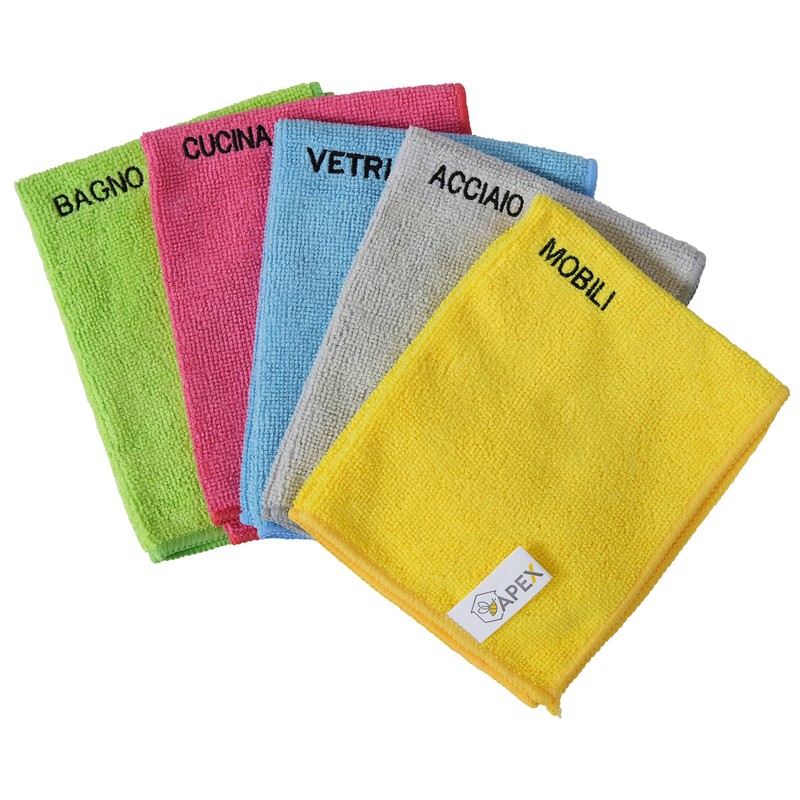 Set of 5 cloths made from 100% microfibre with USO