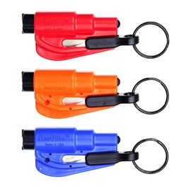 RESQME Original Keychain Car Escape Tool (Red/Orange/Blue) - Pack of 3