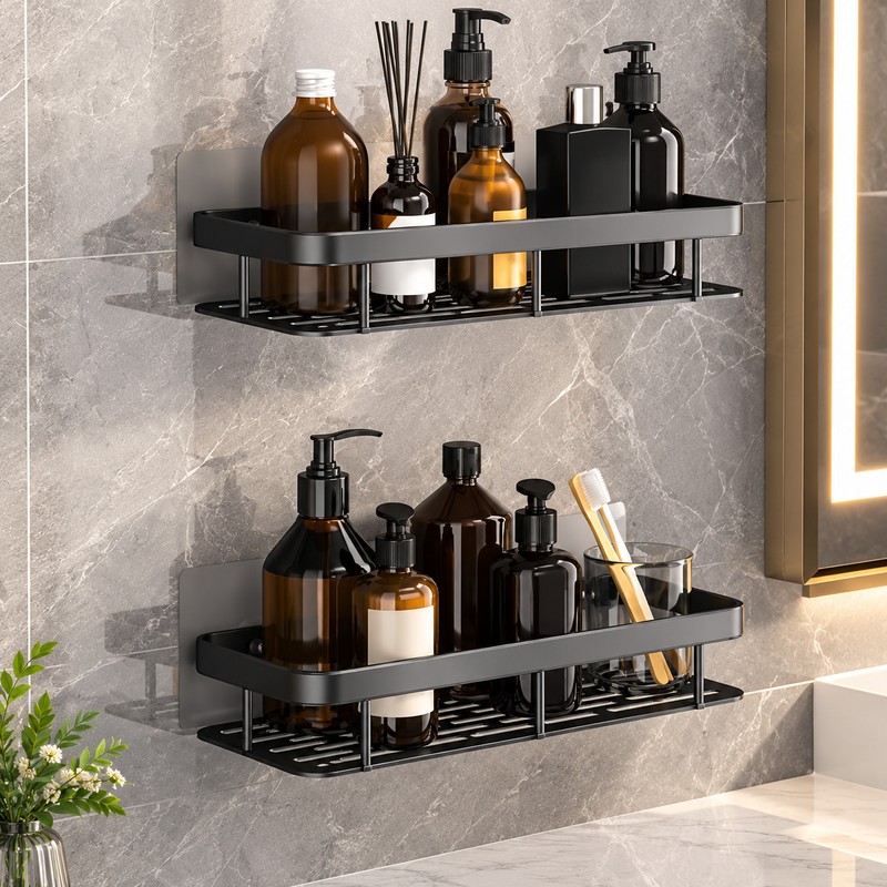 Wall Mounted Bathroom Storage Rack for Shower and Towels –