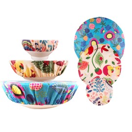 3 Pieces Beeswax Bowl Covers Reusable Beeswax Food Wrap Stretch Cloth Fabric Elastic Food Storage Covers Cotton Bread Bowl Covers