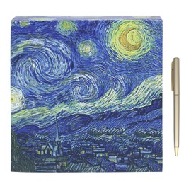The Leonardo Collection Vincent Van Gogh Van Gogh Starry Night Memo Pad & Pen for Notes | The Notebook for Office Use As 2025 Diary | Ideal Journals for Women & Men | Lovely Journal for 2025 Planner