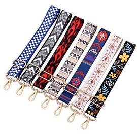 Adjustable Shoulder Strap, 3.8 cm, 80-140 cm, Retro Pattern, Shoulder Strap, Replacement Belt, Universal Fashion Shoulder Strap for Shoulder Bag and Handbags, Blue Beige