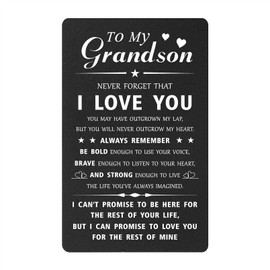 Grandson Gifts from Grandma Grandpa - Never Forget That I Love You Engraved Wallet Card, Birthday Graduation Presents