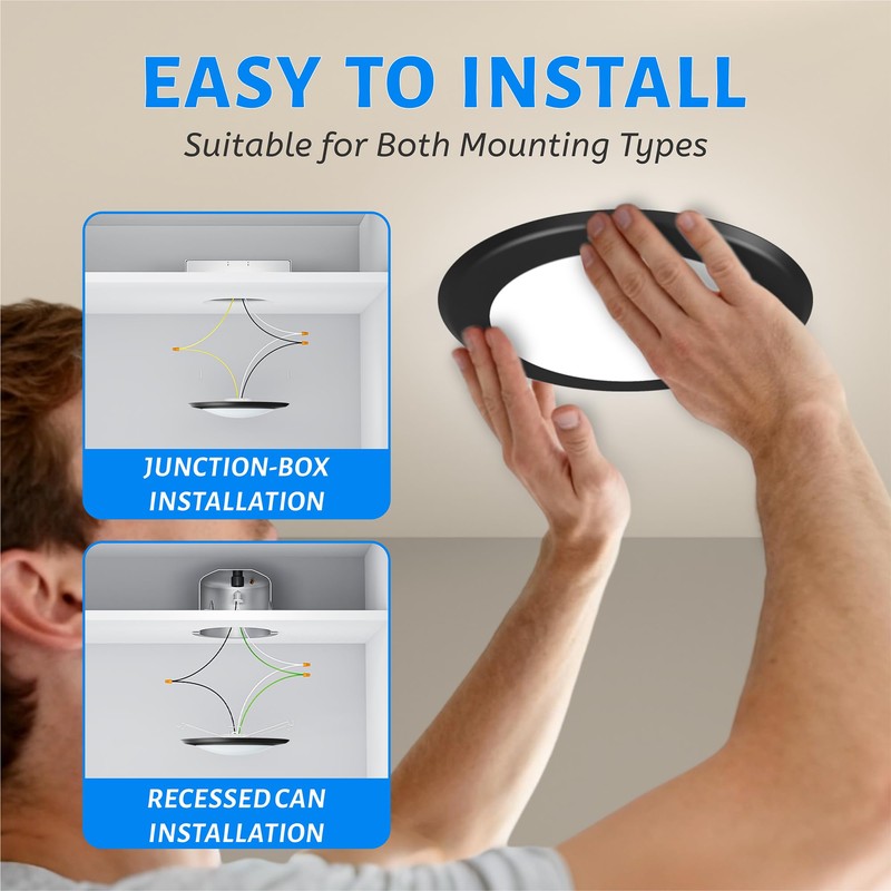 ECOELER Dimmable LED Disc Light, 3000K/4000K/5000K Selectable Surface Mount Ceiling