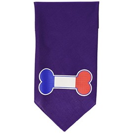 Pet and Dog Bandana Screen Printed, "Bone Shaped France Flag" Purple Large