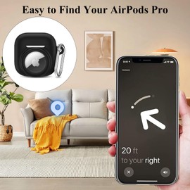 2 in 1 Silicone Case Compatible with AirPod 4 and AirTag,Anti-Scratch Anti-Lost Protective Skin Cover for AirPods 4th Generation with 2 PCS TPU Screen Protector&Lanyard (Black)