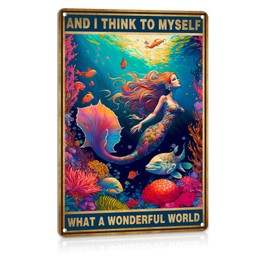 ALREAR Mermaid Decor Inspirational Wall Art Sign Room Decor For Teen Girl Bathroom Decor Encouragement Gifts For Women Vintage Decor Tin Sign Metal Signs 12x8 Inch