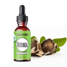 LilaLavanda Aceite de Moringa Orgánico | 100% Puro y Prensado en Frío | Hidratante para Piel Seca y Madura | Reduce la Apariencia de Poros | 28 ml