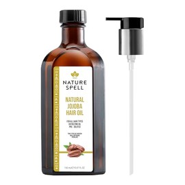 Nature Spell Jojoba Oil for Hair with Pump Dispenser, Pre-Diluted Oil to Support Dry, Damaged Strands & Add Shine and Resilience, For All Types, Vegan, 150ml