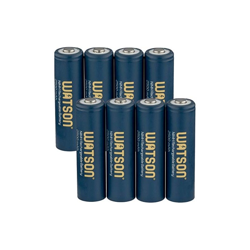 Watson AA NiMH Rechargeable Batteries (2500mAh, 1.2V, 8-Pack)