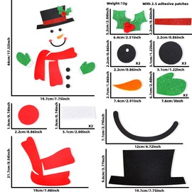 Christmas Felt Door Stickers Christmas Cute Snowman Door Decals Decorations Xmas Non-Woven Art Door Stickers for Winter Holiday Indoor Home Window Door Wall Decor Party Supplies