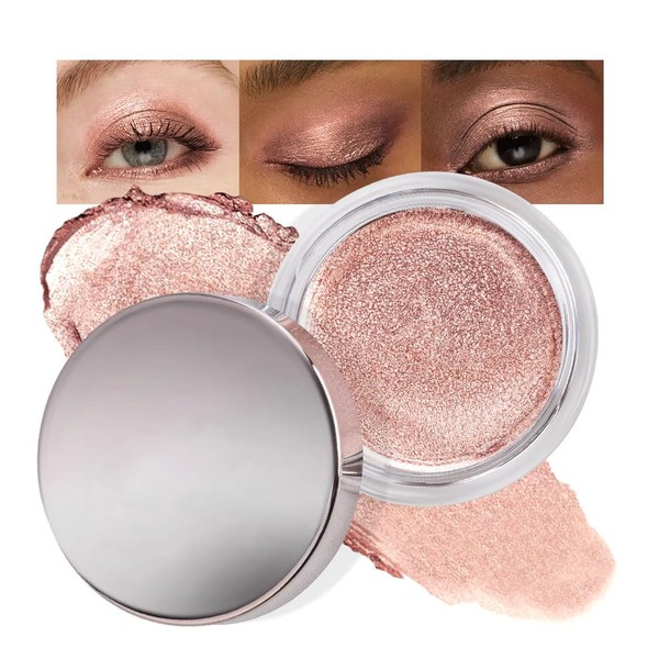 FeiCuiYun Glitter Shimmer Metallic Cream Eyeshadow Palette Makeup, Rose Gold