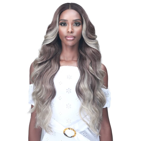 Bobbi Boss Synthetic Hair 13x4 HD Lace Front Wig - MLF251 ARYA, Long Curly Hair Wig with Pre-Plucked Hairline, Safe High Heat Styling (OL1B/BUG)
