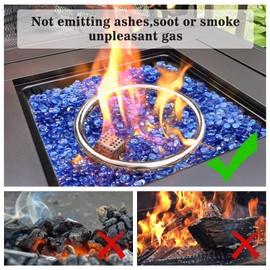 GRISUN 1/2 Inch Pacific Ocean Blue Luster Fire Pit Glass, 10 Pounds Round Glass Rocks for Natural or Propane Fireplace, Fire Glass Beads Safe for Outdoors and Indoors Firepit Glass