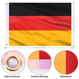 AhfuLife 2 Pcs German Flag 3 x 5 Ft, Large Germany Flag for Outside - Double Side with Brass Eyelets for Olympic Party Decorations, Oktoberfest Bar Garden Street Decoration Indoor Outdoor