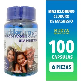 (6 Piezas) Cloruro De Magnesio 100 Caps 500mg Maxicloruro