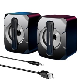 YOUPECK RGB Desktop Speakers, 2.0 Channel PC Computer Stereo Speaker with 7 Colorful LED Modes, Enhanced Sound and Easy-Access Volume Control, USB Powered w/ 3.5mm Cable (D13 Single subwoofer)