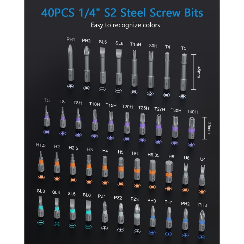 Newest AMIR 42 in 1 Ratchet Screwdriver Kit with 40
