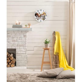 LOKMU Silent Non Ticking Clock 12 Inch, Round Wall Clock,Decorative for Living Room, Kitchen, Home,Bathroom, Bedroom, Office or School, African Woman Taking Shower