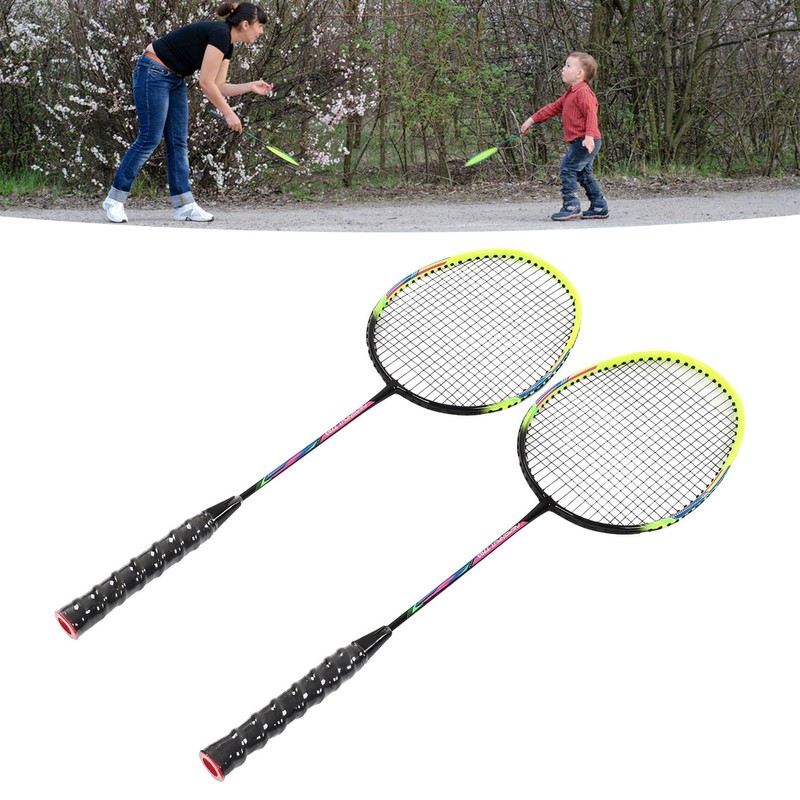 1 Pair Green Badminton Racket Set Fashionable Lightweight Comfortable Grip