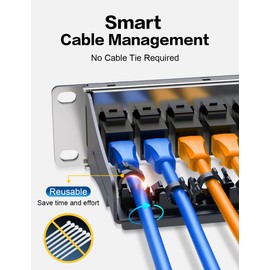 Enmane 1U 12 Port Patch PanelRJ45 Patch Panel Cat6A Keystone Patch Panel Unshielded Network Patch Panel with Smart Cable(No Cable Tie Required) Management for 10inch Rackmount