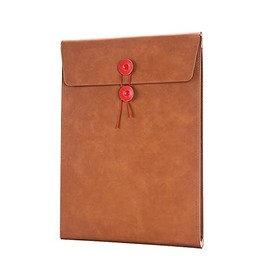 Enyuwlcm PU Leather A4 File Folder Document Holder Filing Envelope Project File Portfolio with String Tie Closure 3/4 Inch Expansion Brown