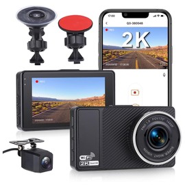 Bewinner Dash Cam Front and Rear (2K+1080P), 3 Inch Screen APP Control WiFi Dashcam, Car Camera with Sensor / 170° Wide Angle/Night Vision/Loop Recording for Auto