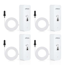 eMylo WiFi Thermometer, Smart Fridge Thermometer App Monitor, Data Export Fahrenheit/Celsius (℉/℃), Hygrometer WiFi Thermometer Indoor Outdoor for Greenhouse, Aquarium, Fridge, 4 Packs